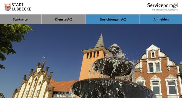 Bild vergrößern: Screenshot Startseite Serviceportal